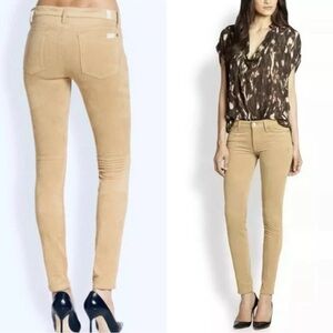 7 FOR ALL MANKIND Suede Skinny Pants Jeans In Tan Camel Sz 25